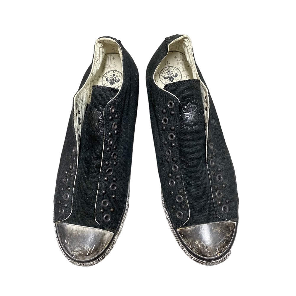 Affliction Mens Low Top Slip On Canvas Sneakers Black size 11